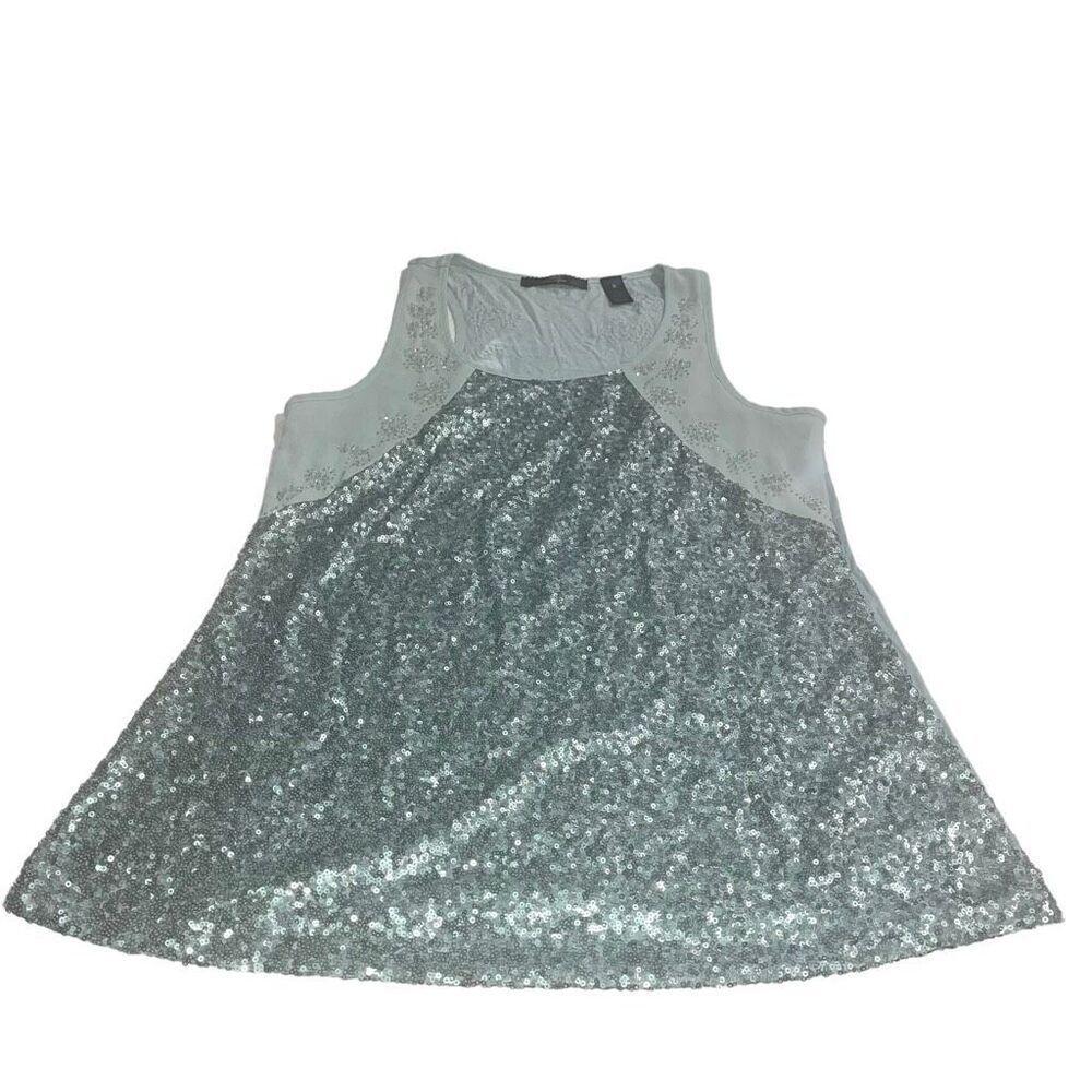 BKE Sea Foam Green / Light Blue Sequin Beaded Tank Top - Size Small